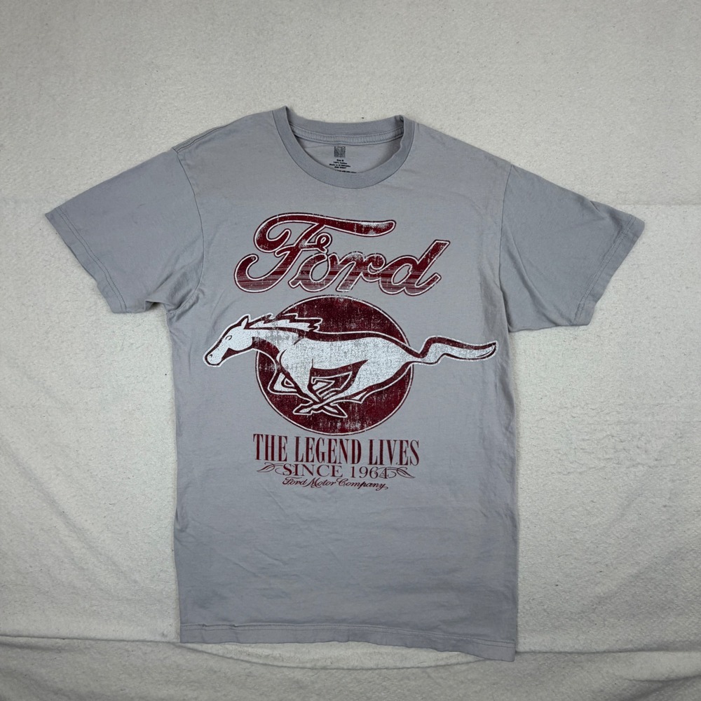 Ford Mustang The Legend Lives Since 1964 Graphic T-Shirt Gray Mens Size M